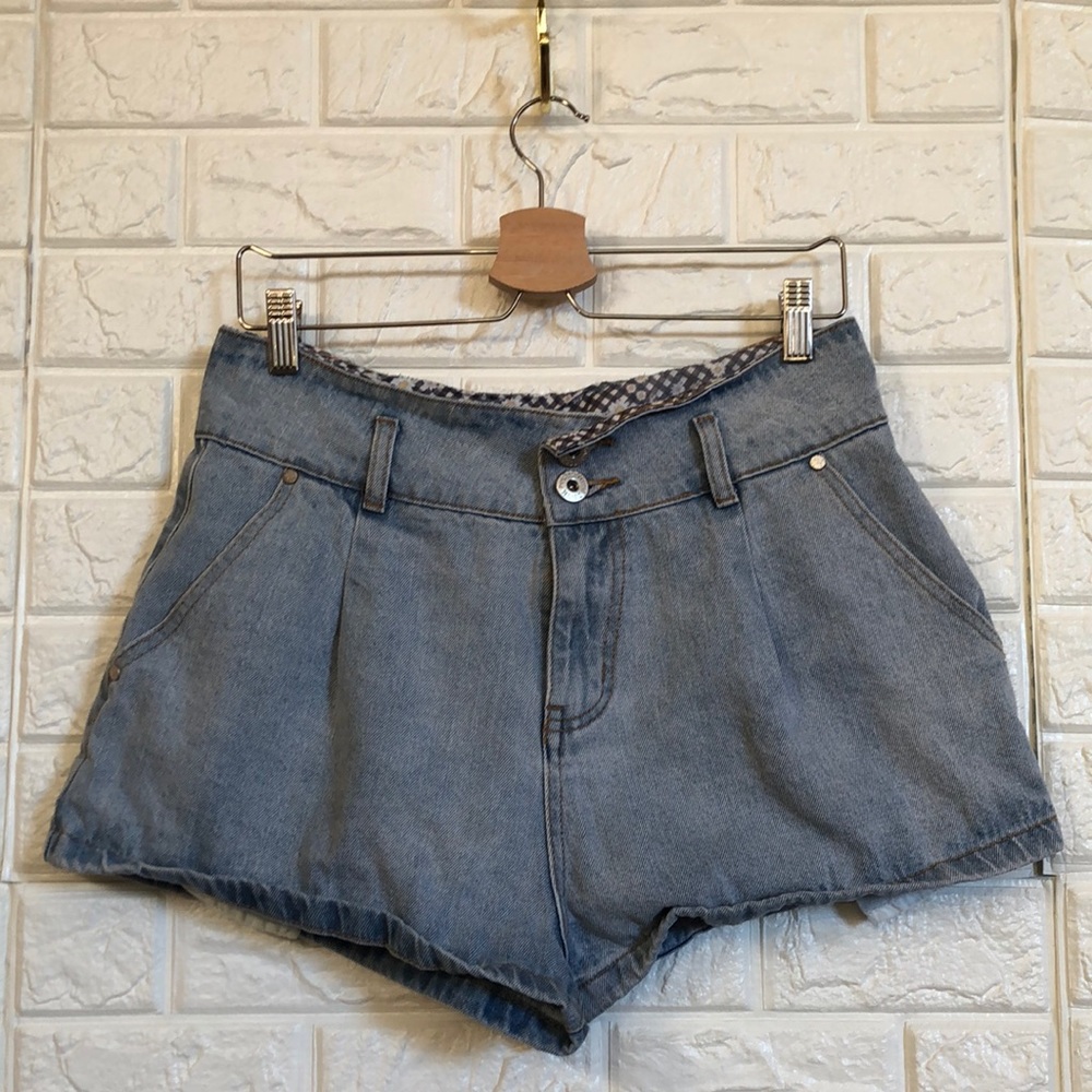 POL high rise jean denim shorts